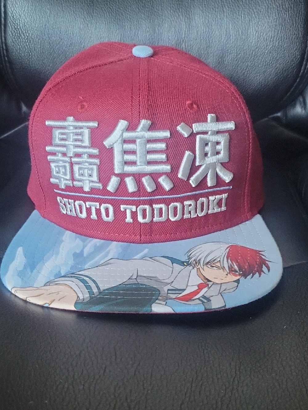 My Hero Academia Shoto Todoroki Snapback Hat - Maroon and Light Blue